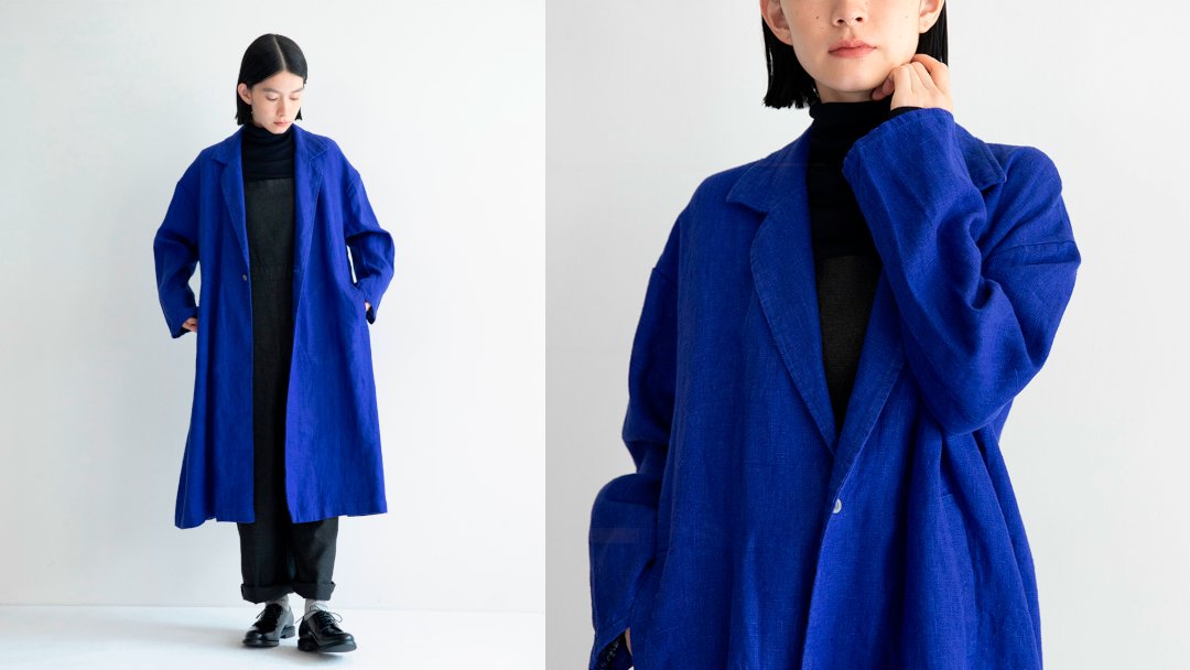 Fog Linen Work(フォグリネンワーク)リネンコート「ヒナ」イリス(厚地リネン)